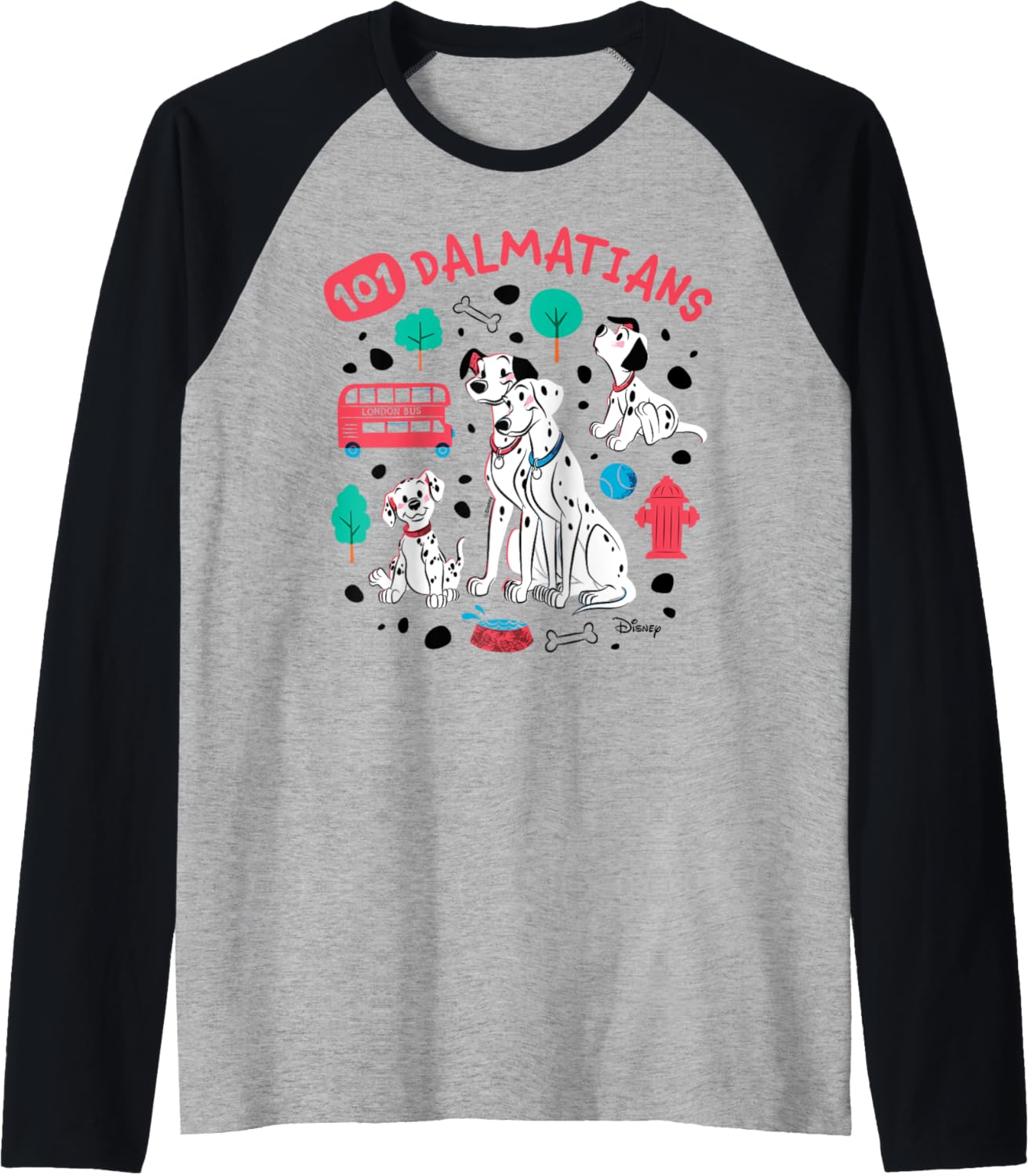 101 Dalmatians   Dog Family Raglan Baseball Tee