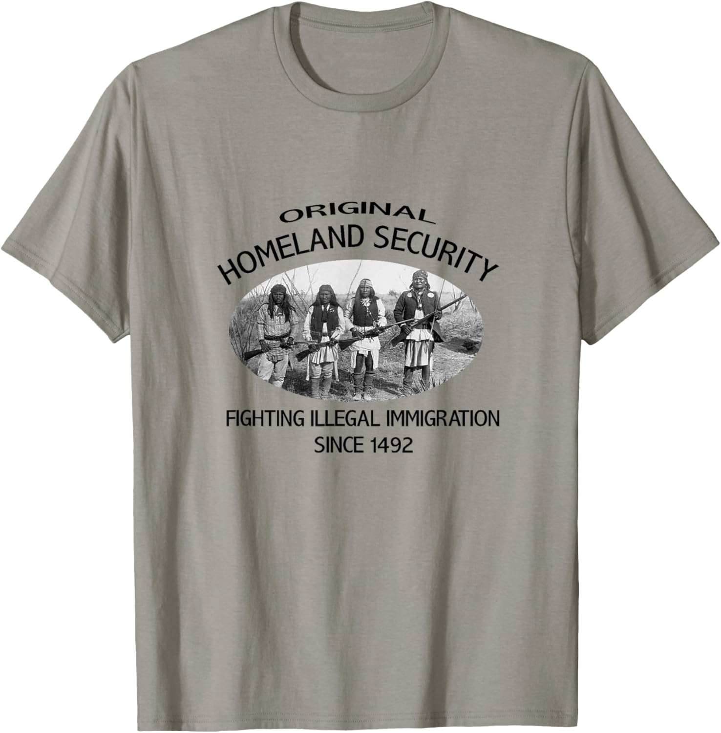 3Sixteen T Shirt Original Homeland Security   Fighting Illegal Immigration since 1492 Grey Classic Fit Short Sleeve T Shirt Men Unisex Adult Sports Exercise and Fitness Casual Vacation